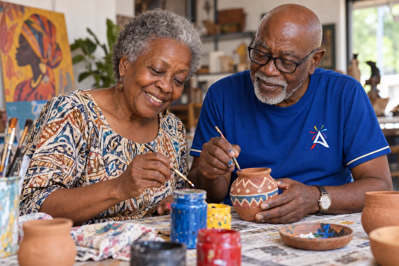 Older adults enjoying a creative activity