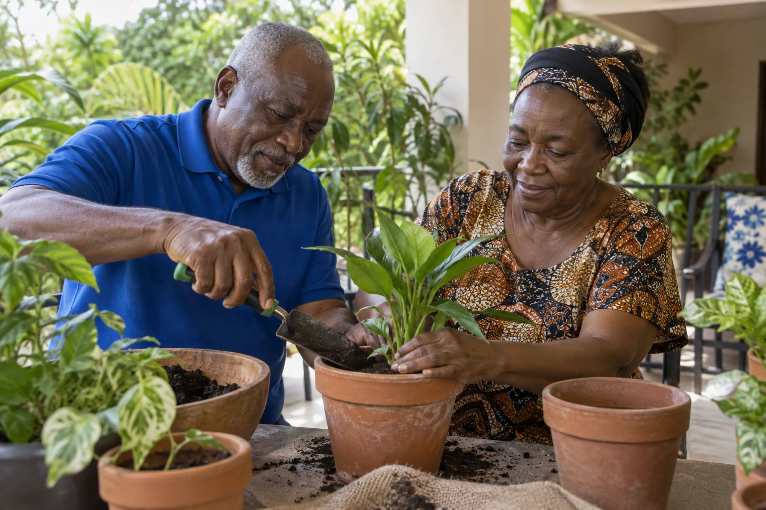 An older man enjoying time in the garden
