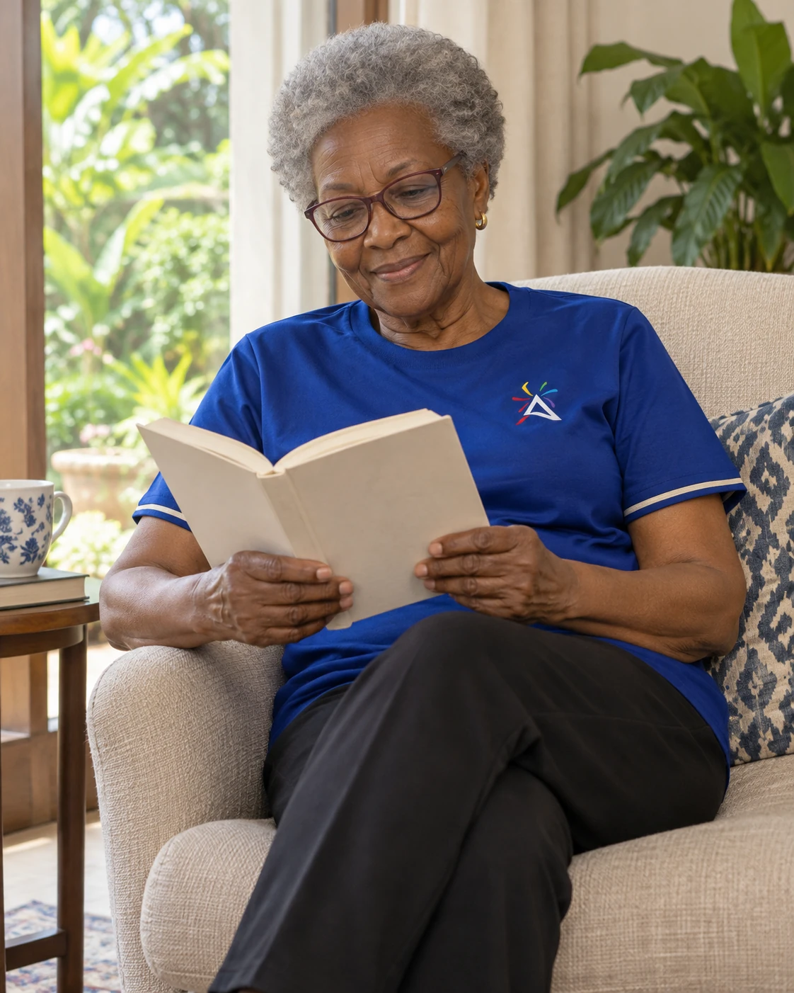 An older woman enjoying a quiet moment